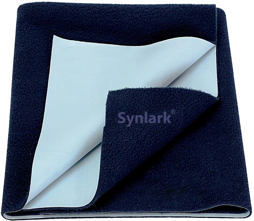 Synlark Fleece Baby Bed Protecting Mat(Dark Blue, Medium)