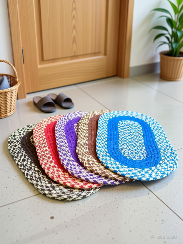 AMB Cotton Door Mat(Multicolor, Pack of 5, Small)