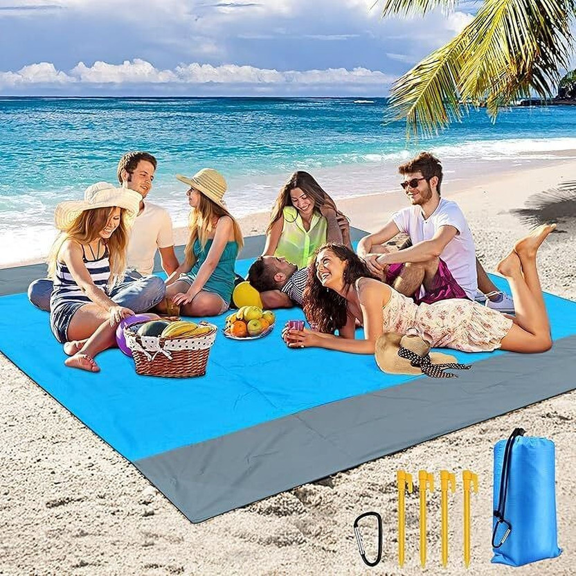 DEVHEER PVC (Polyvinyl Chloride) Chatai Mat(Blue and Grey, Large)