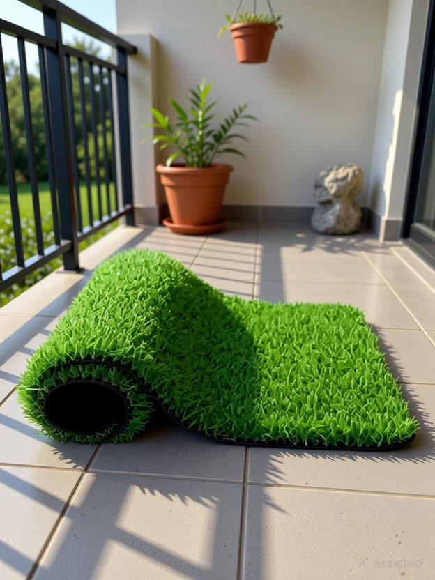 CHETANYA LOOMTEX 1 ft  X 2 ft Polypropylene, PVC Area Rug(Rectangle, Green)