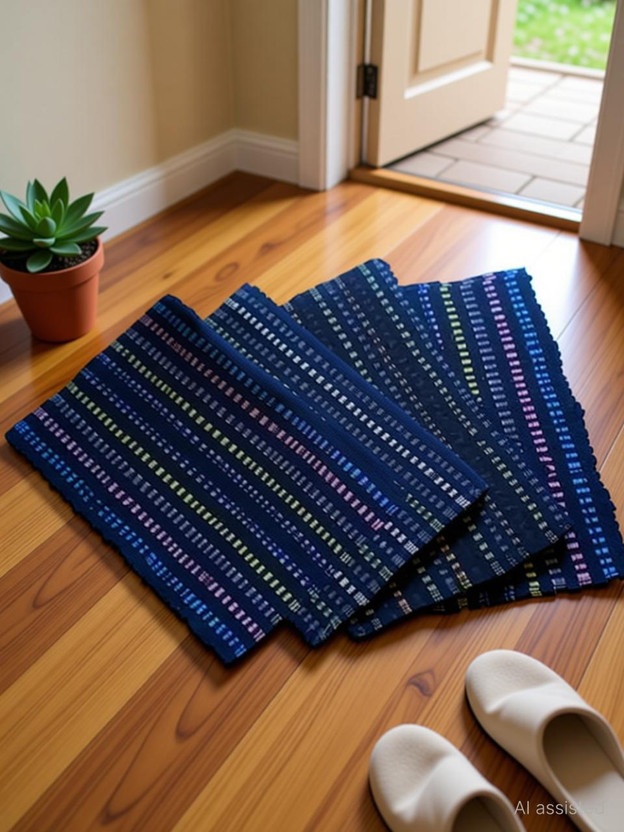 Paradise handloom textile Cotton Door Mat(Multicolor, Pack of 5, Medium)