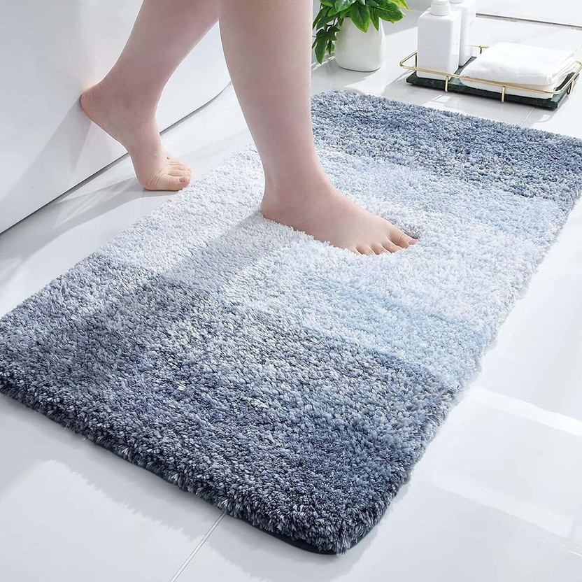 MAA HOME CONCEPT Microfiber Floor Mat(Silver Grey, Medium)