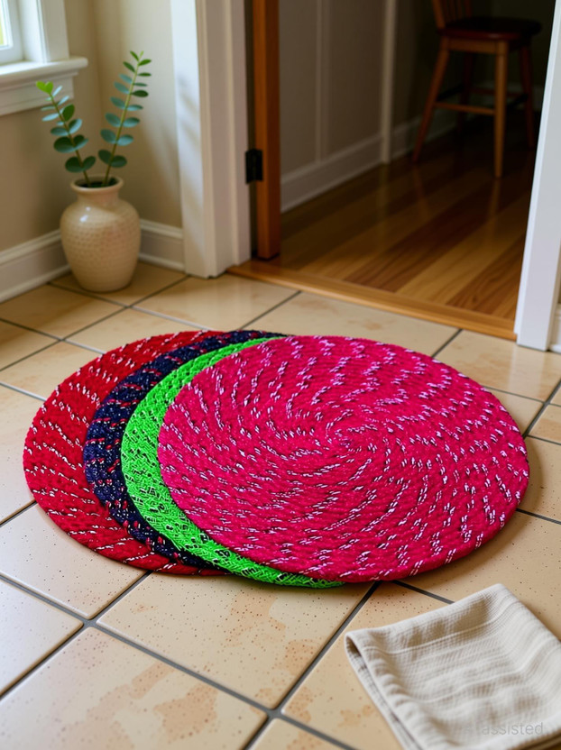 Rylie Cotton Door Mat(Maroon, Pack of 5, Large)