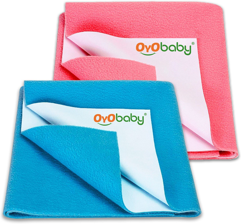 Oyo Baby Cotton Baby Bed Sized Bedding Set(Pink, Blue, Baby Dry Sheet Combo Pack Of 2 (Small))
