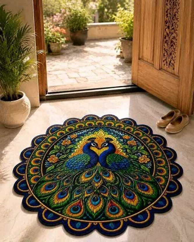 WONDERLAND WONDERLAND 58 cm  X 58 cm Rubber Carpet(Oval, Multicolor) - Flipkart Deal