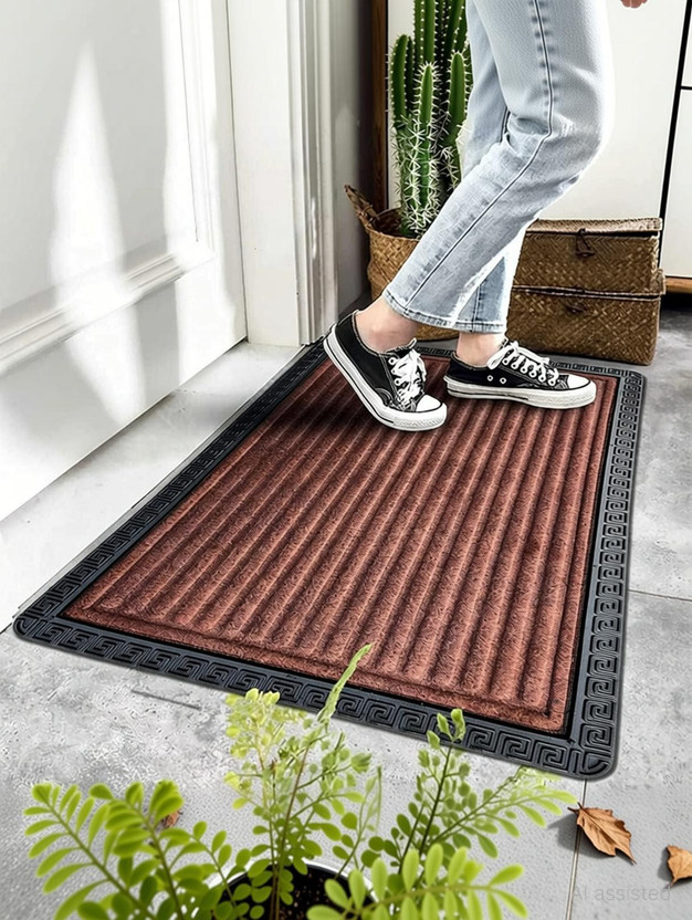 Greenway Rubber Door & Floor Mat(Brown, Medium)
