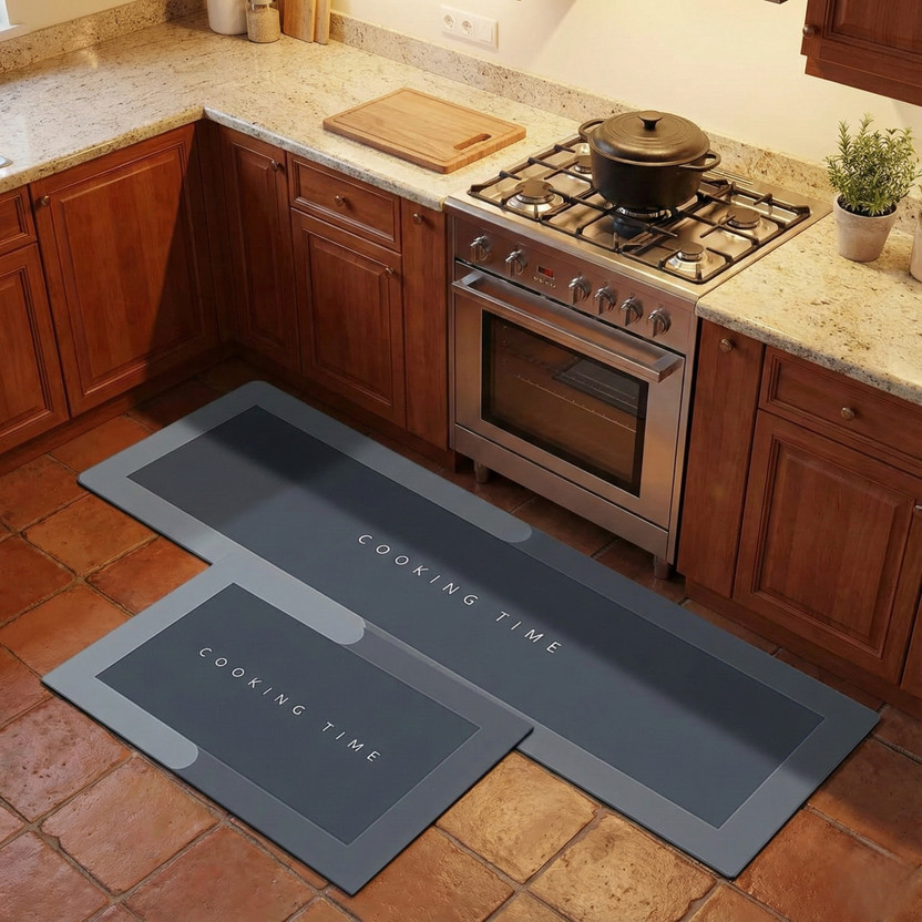 JIHAAN COSMATICS Rubber Kitchen Mat(Multicolor, Pack of 2, Large)