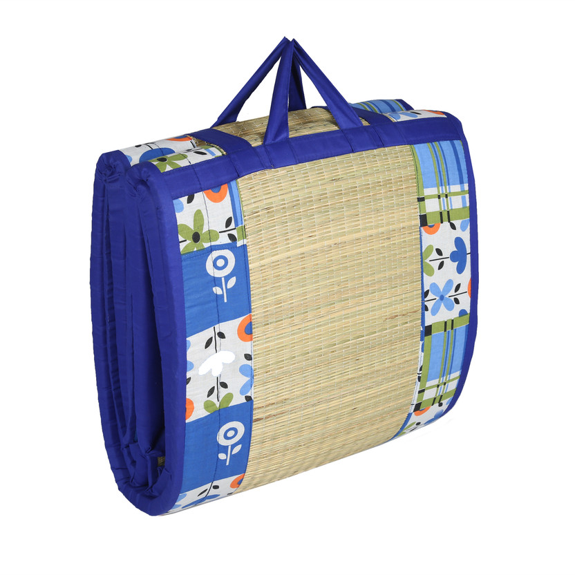 Kala Darshan Crafts Bazaar Cotton Chatai Mat(Blue, Medium)