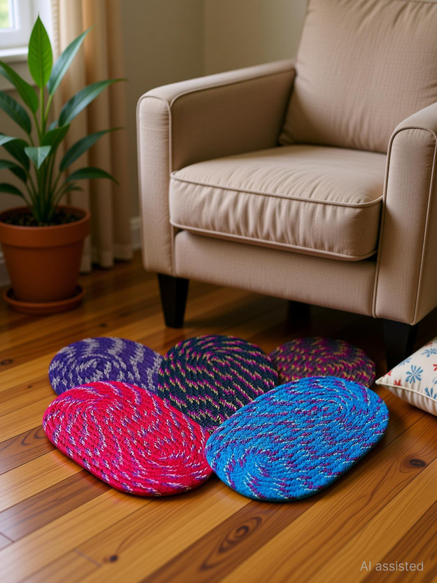 Rylie Cotton Door Mat(Multicolor, Pack of 5, Medium)