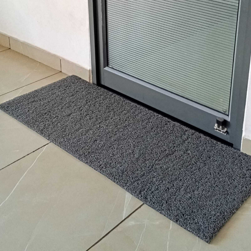 FOOTPRINT PVC (Polyvinyl Chloride), Rubber Floor Mat(Grey, 60x140 cm, DOORMAT, Home, Office, and Outdoor Use, Extra Large)