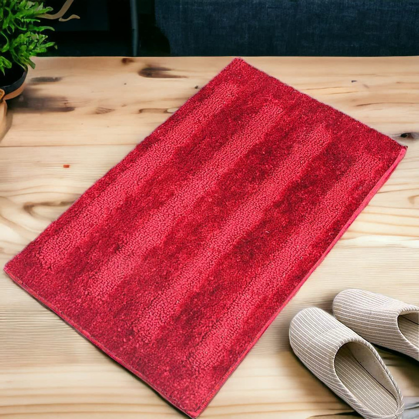 Casanest Polycotton Bathroom Mat(Maroon, Medium)