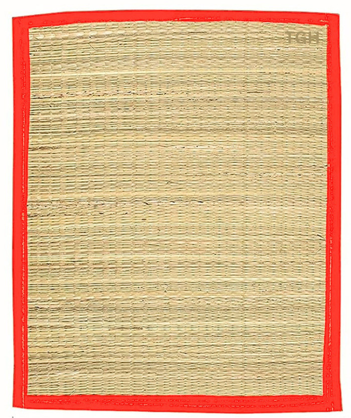TGH Jute Prayer Mat(Beige, Red, Small)
