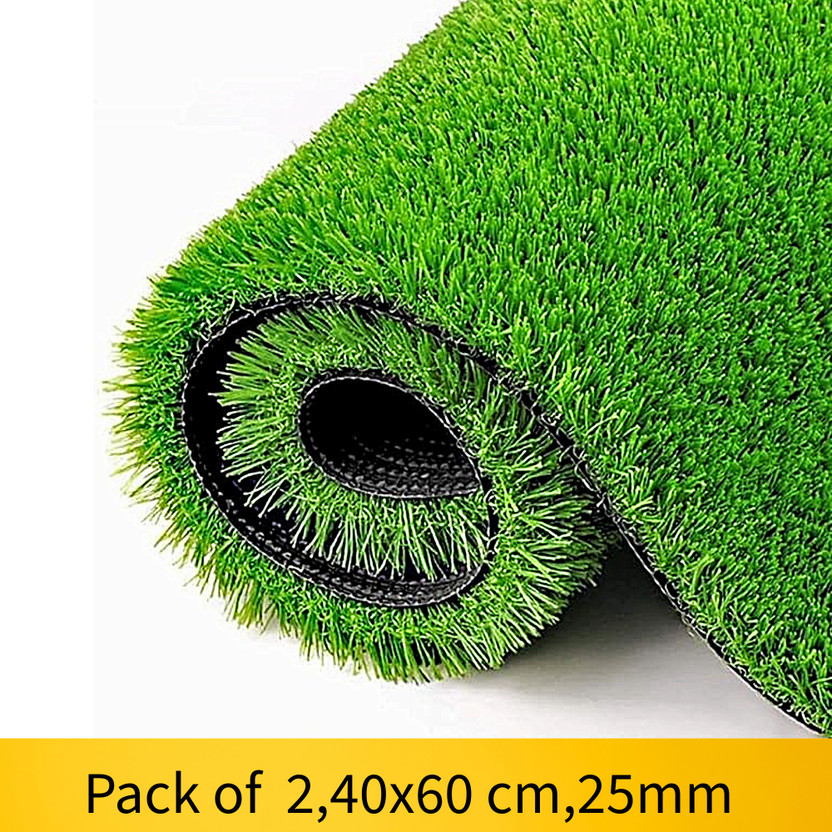 GREENGRASS Artificial Grass, PP (Polypropylene), PVC (Polyvinyl Chloride) Grass Mat(Green, Pack of 2, Large)
