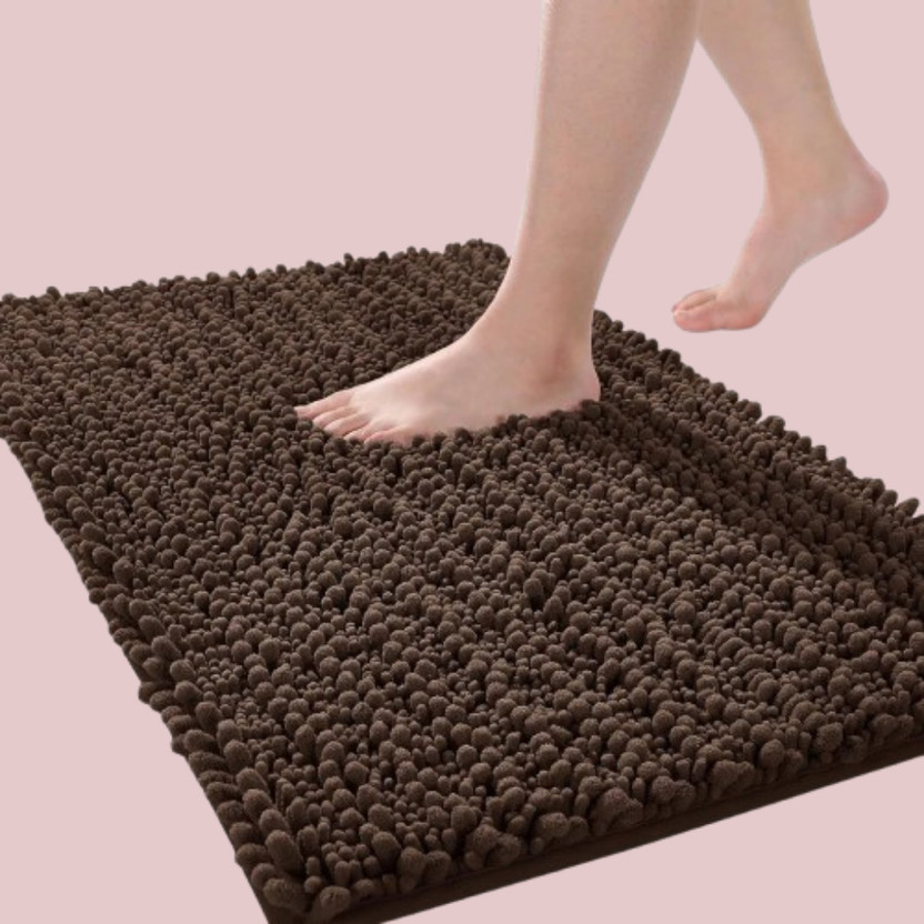 BESTOTTAM Cotton Bathroom Mat(Brown, Free)