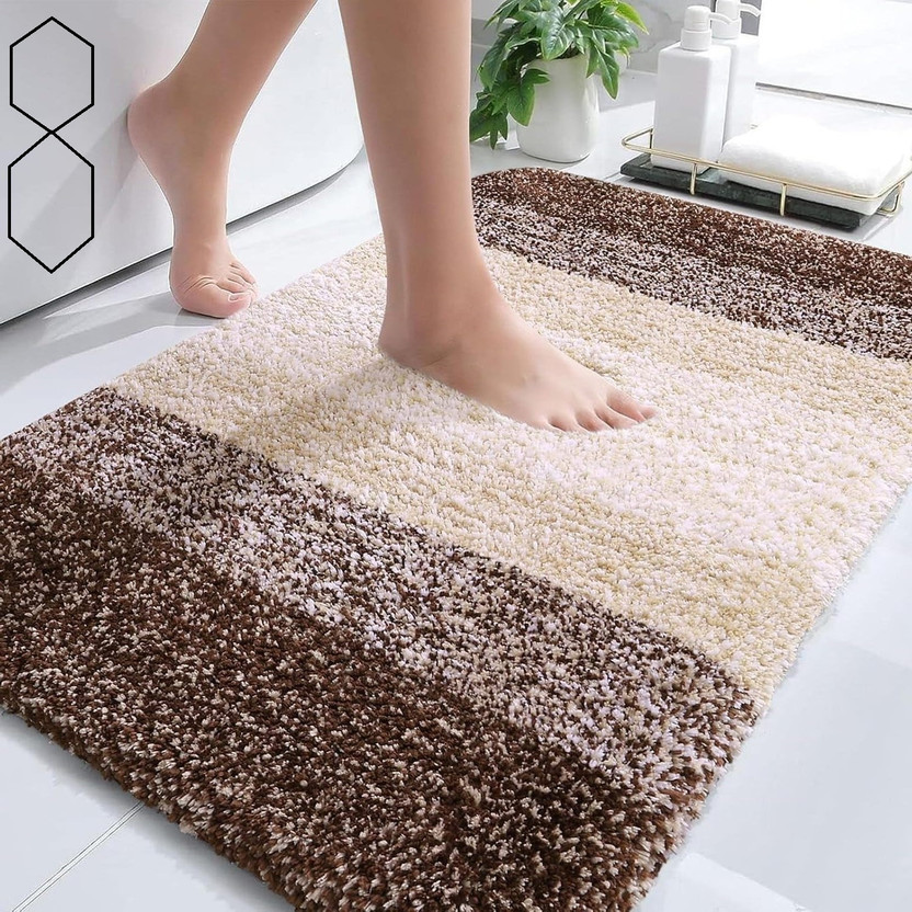 Sparsh Microfiber Door Mat(BROWN STRIP, Medium)