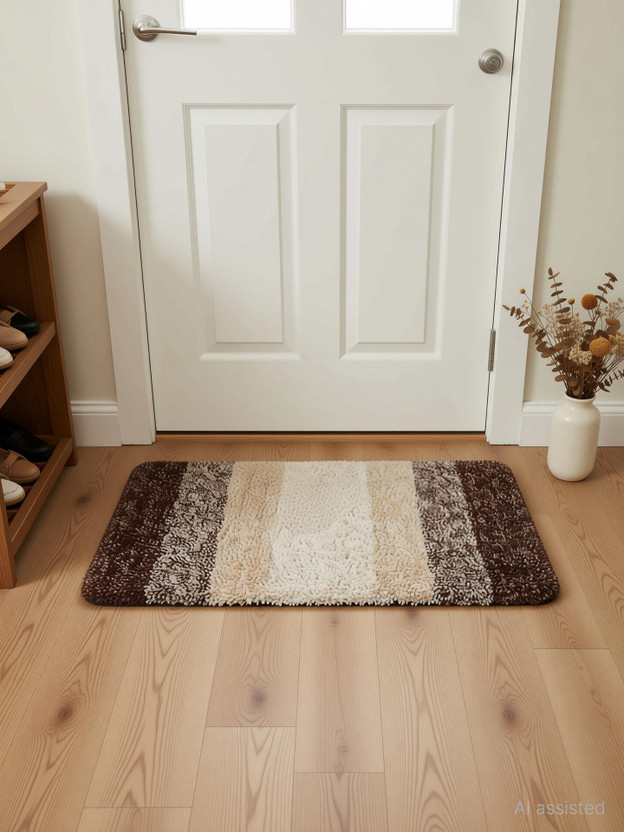 MAA HOME CONCEPT Microfiber Bathroom Mat(Brown, Large)