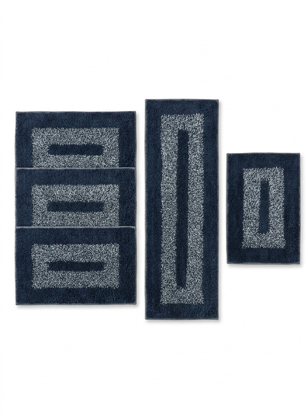 R and mk decor Cotton Door & Floor Mat(Blue, Pack of 5, Free)