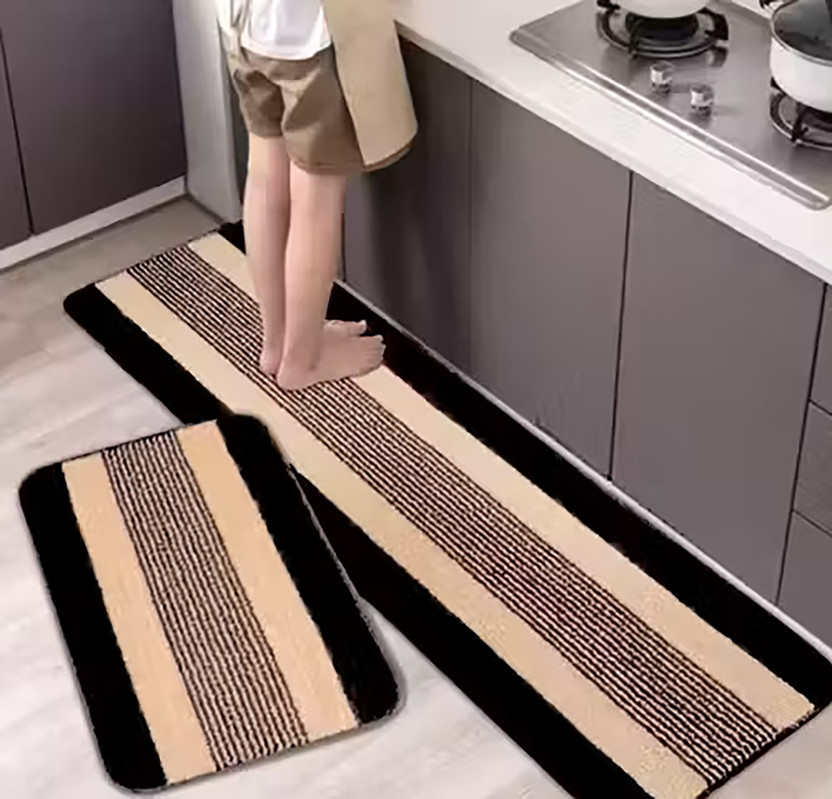 HYTYPE HYTYPE Microfiber Kitchen Mat(Black,Beige, Pack of 2, Extra Large) - Flipkart Deal