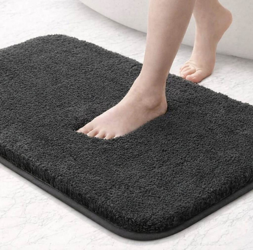 cozyfeet Microfiber, Cotton Door Mat(Grey, Medium)