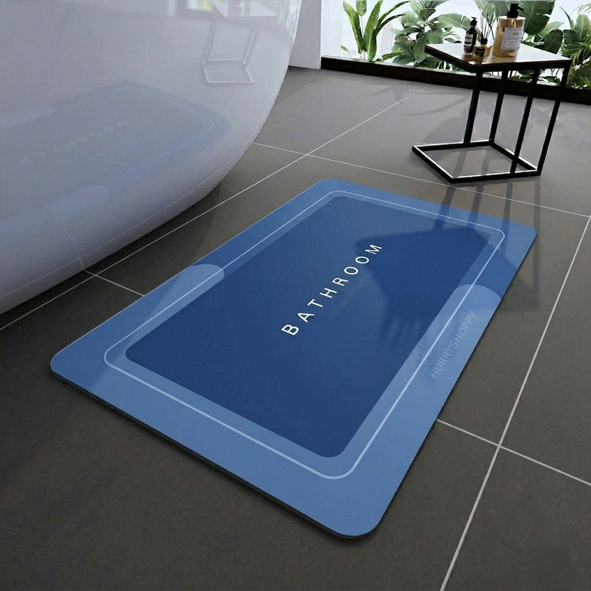 HurryShoppy Rubber Bathroom Mat(Blue, Free)