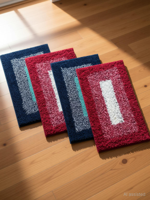 Goodson Cotton Door Mat(Multicolor, Pack of 4, Free)