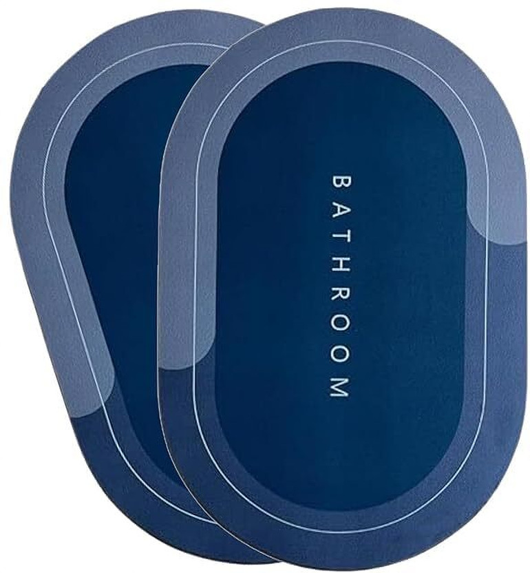 Waterproof Rubber Bathroom Mat(Multicolor, Pack of 2, Large)