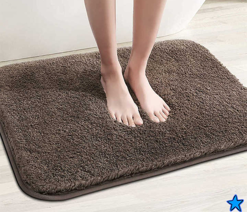 HOWNICE Cotton, Rubber, Microfiber, Plastic Bathroom Mat(Brown, Bedroom Mat, Living Room Mat, Anti Slip Mat, Soft Mat, Medium)
