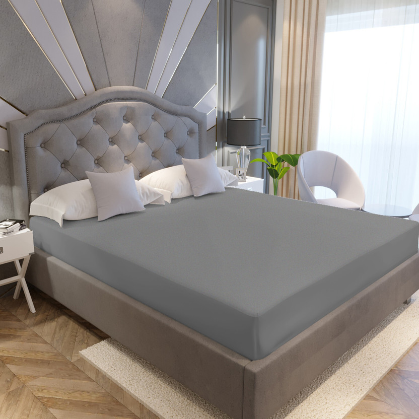 Flipkart SmartBuy King Size Fitted Terry Cotton Breathable, Stretchable, Waterproof Mattress Cover(198 cm x 183 cm, Grey)