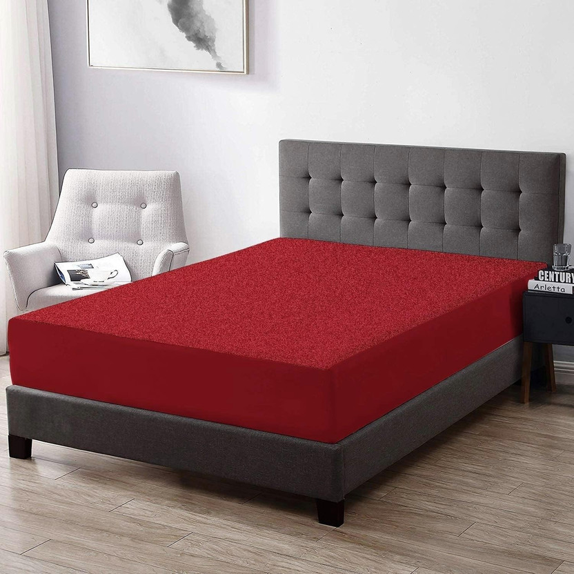 UpTrend Double Size Fitted Micro Stretchable, Waterproof Mattress Cover(183 cm x 183 cm, Maroon)