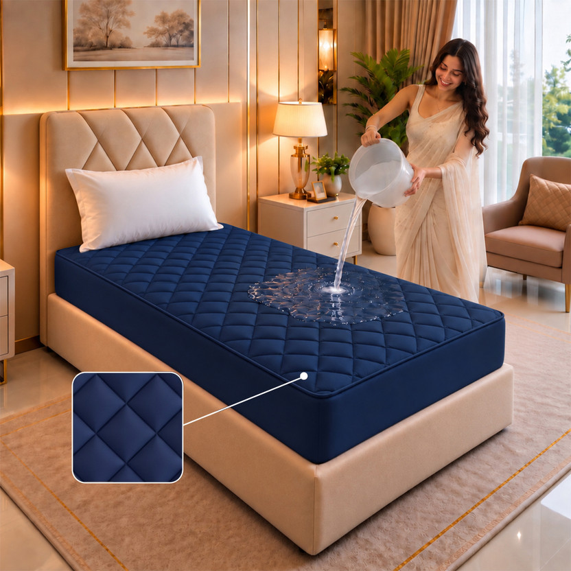 Dream Dream Care Single Size Fitted Cotton Breathable, Stretchable, Waterproof Mattress Cover(78 inch x 48 inch, Blue) - Flipkart Deal