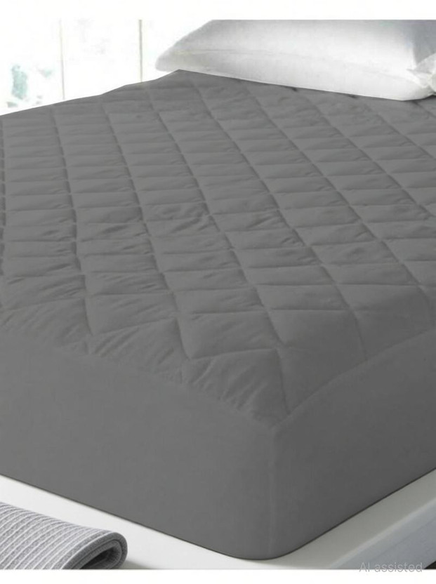 CRAZY WORLD Double, King Size Fitted Micro Breathable, Stretchable, Waterproof Mattress Cover(198.12 cm x 182.88 cm, Grey)
