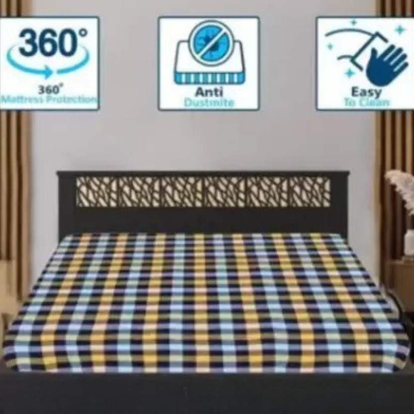 Mistik Single Size Zippered Cotton Breathable Mattress Cover(183 cm x 92 cm, Yellow)