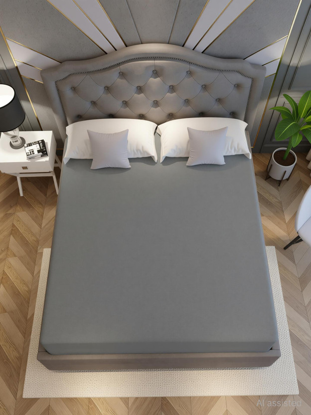 Flipkart Perfect Homes King Size Fitted Terry Cotton Breathable, Stretchable, Waterproof Mattress Cover(198 cm x 182 cm, Grey)