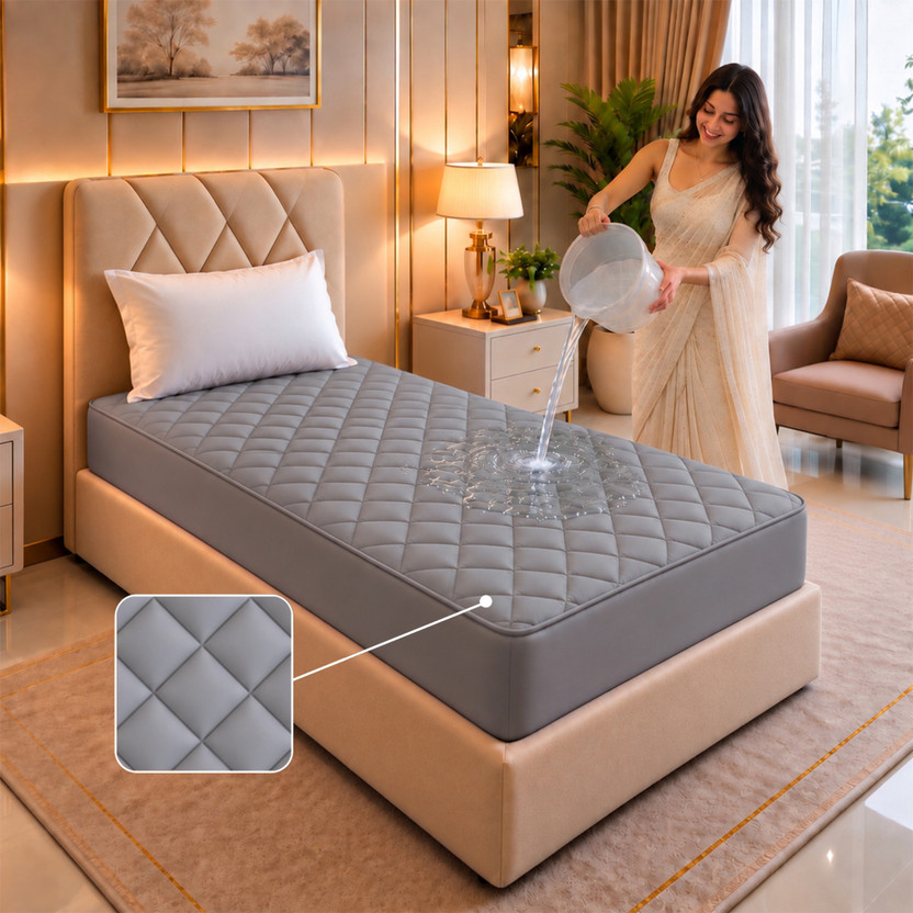 Dream Dream Care Single Size Fitted Cotton Breathable, Stretchable, Waterproof Mattress Cover(78 inch x 48 inch, Grey) - Flipkart Deal