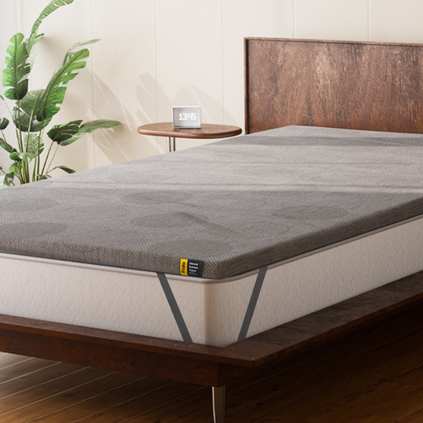 Frido 2 inch (5.08 cm) King Size Foam Breathable Mattress Topper(182.88 cm x 182.88 cm, Grey)