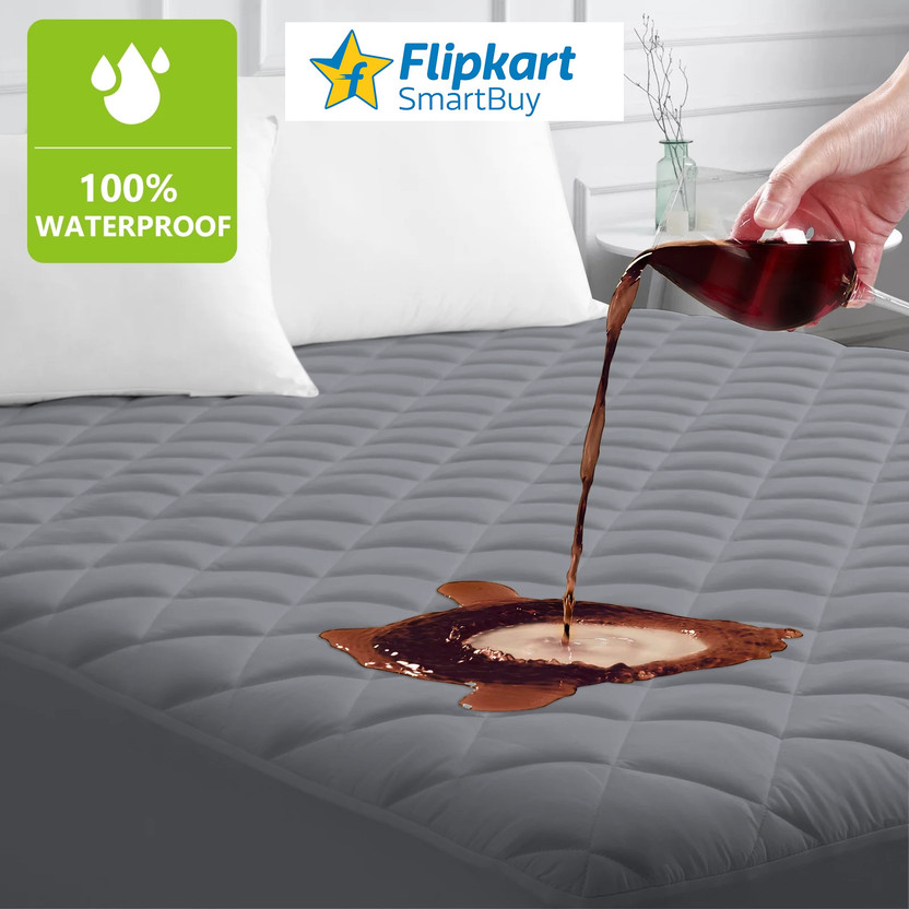 Flipkart SmartBuy King Size Fitted Polyster Breathable, Stretchable, Waterproof Mattress Cover(198.12 cm x 182.88 cm, Grey)
