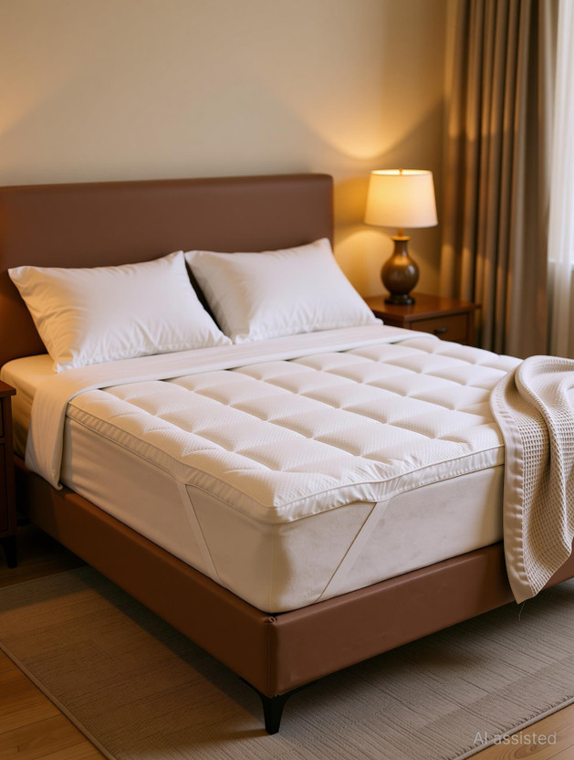 AVI 2 inch (5.08 cm) King Size Poly Fiber Breathable Mattress Topper(198.12 cm x 182.88 cm, White)