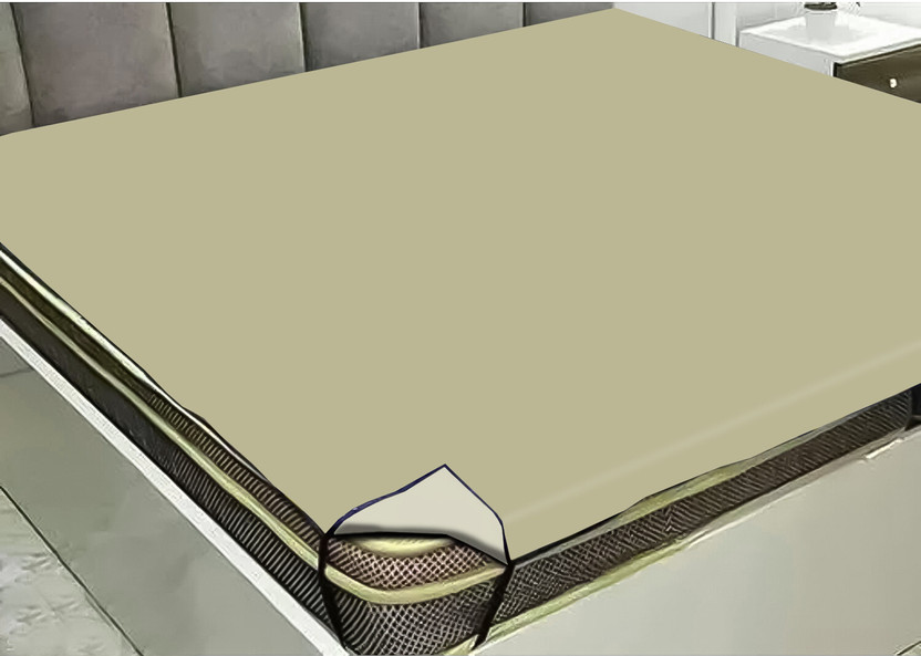 Kanushi Industries Double Size Elastic Strap Terry Cotton Stretchable, Waterproof Mattress Cover(190.5 cm x 183 cm, Beige)