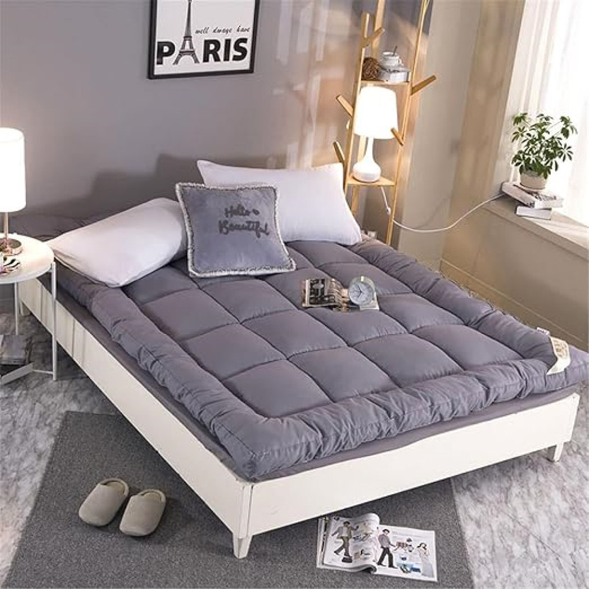 EVERDECOR 2 inch (5.08 cm) King Size Microfibre Breathable, Stretchable, Waterproof Mattress Topper(198.12 cm x 182.88 cm, Grey)