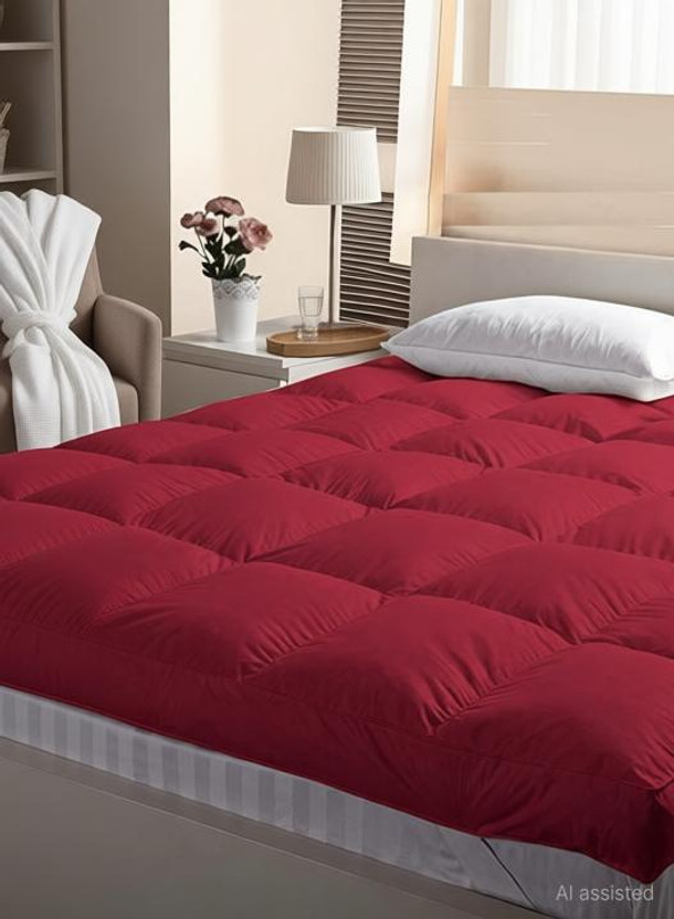 Comfowell 1 inch (2.54 cm) Queen Size Microfibre Stretchable, Waterproof Mattress Topper(198 cm x 152 cm, Maroon)
