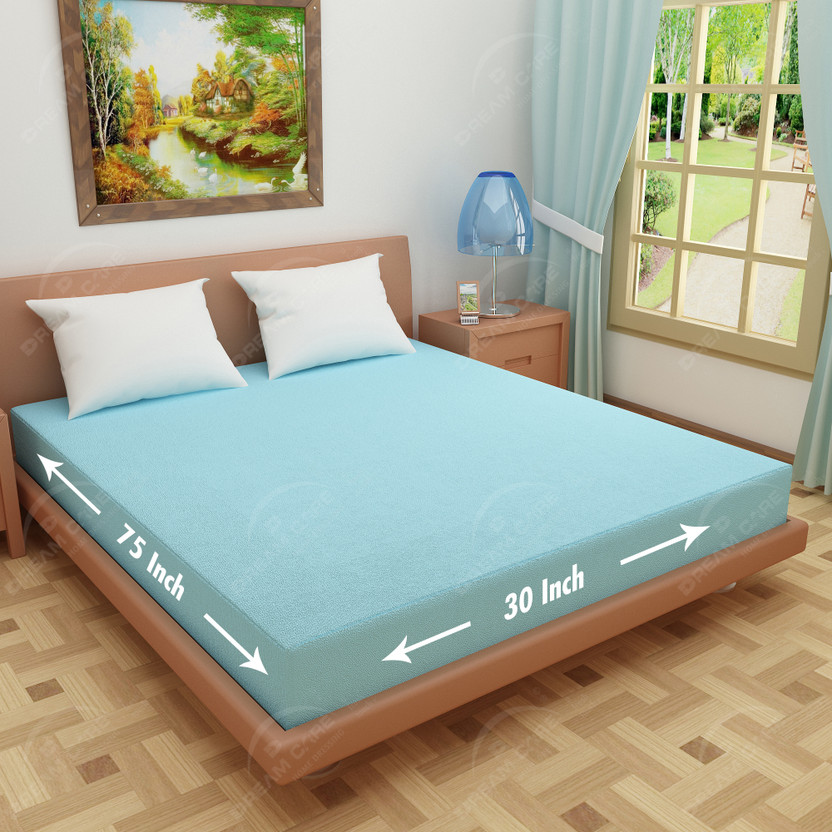 Dream Dream Care Single Size Fitted Terry Cotton Breathable, Stretchable, Waterproof Mattress Cover(75 inch x 30 inch, Blue, White) - Flipkart Deal