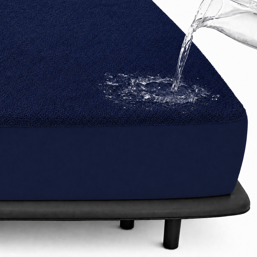 Magixy King Size Fitted Terry Cotton Breathable, Stretchable, Waterproof Mattress Cover(198.12 cm x 182.88 cm, Blue)