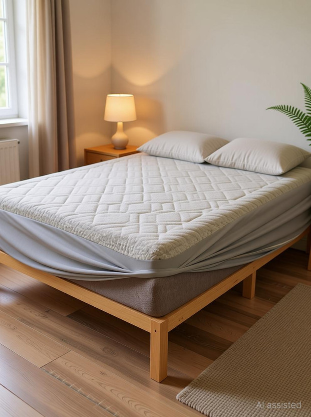 Wakefit Single Size Elastic Strap Terry Cotton Breathable, Waterproof Mattress Cover(191 cm x 107 cm, Grey)