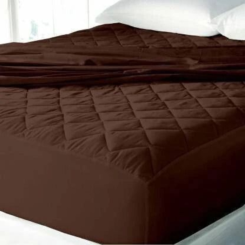 CRAZY WORLD Double, King Size Fitted Micro Breathable, Stretchable, Waterproof Mattress Cover(198.12 cm x 182.88 cm, Brown)