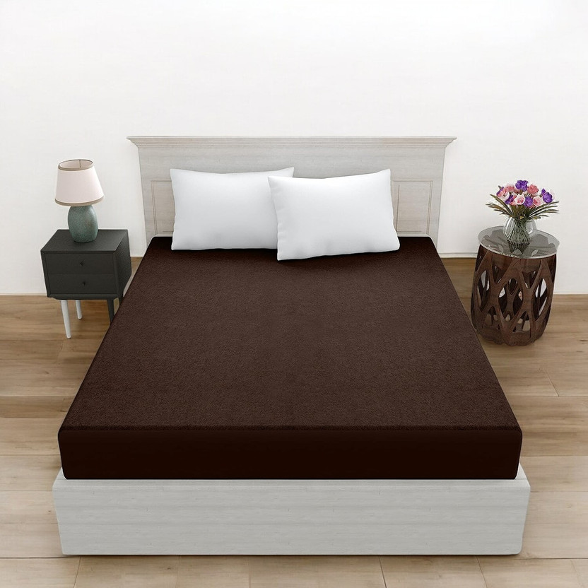 Luxurious Life Single Size Elastic Strap Polycotton Mattress Cover(198.12 cm x 91.44 cm, Brown)