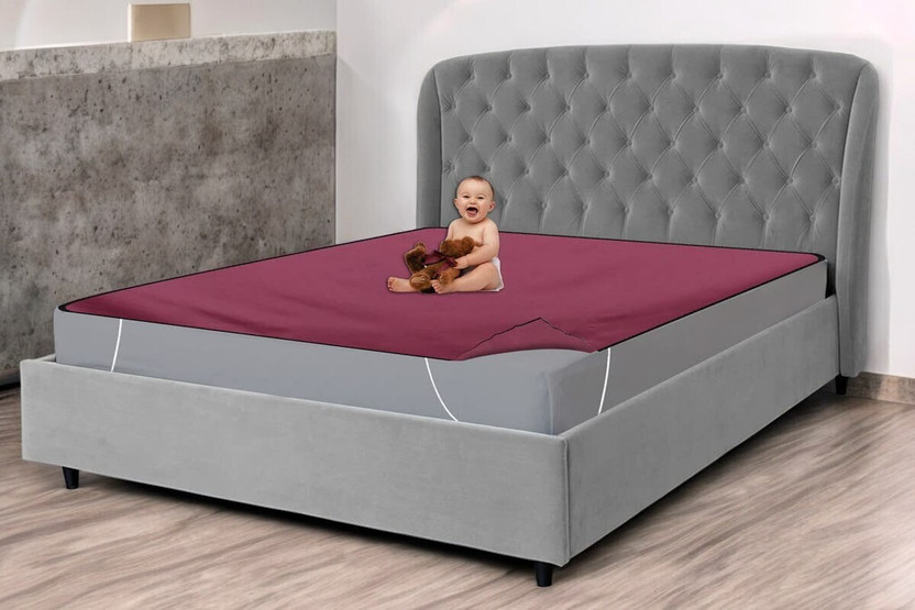 HomeStore-YEP King Size Fitted Polyster Waterproof Mattress Cover(198 cm x 183 cm, Maroon)