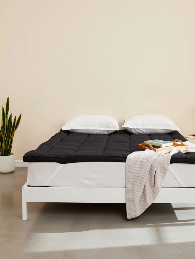 AVI King Size Elastic Strap Polycotton Breathable Mattress Cover(198.12 cm x 182.88 cm, Black)