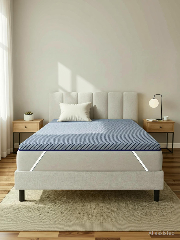 SleepyHug 2 inch (5.08 cm) Queen Size Foam Breathable Mattress Topper(183 cm x 152 cm, Blue)