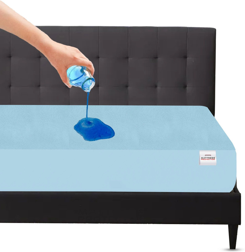 Mattress Protector Double Size Fitted Terry Cotton Breathable, Stretchable, Waterproof Mattress Cover(72 inch x 72 inch, Blue)