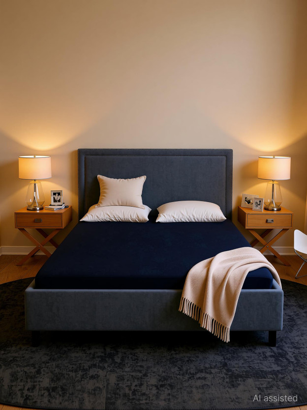 UpTrend Double Size Fitted Micro Stretchable, Waterproof Mattress Cover(183 cm x 183 cm, Blue)